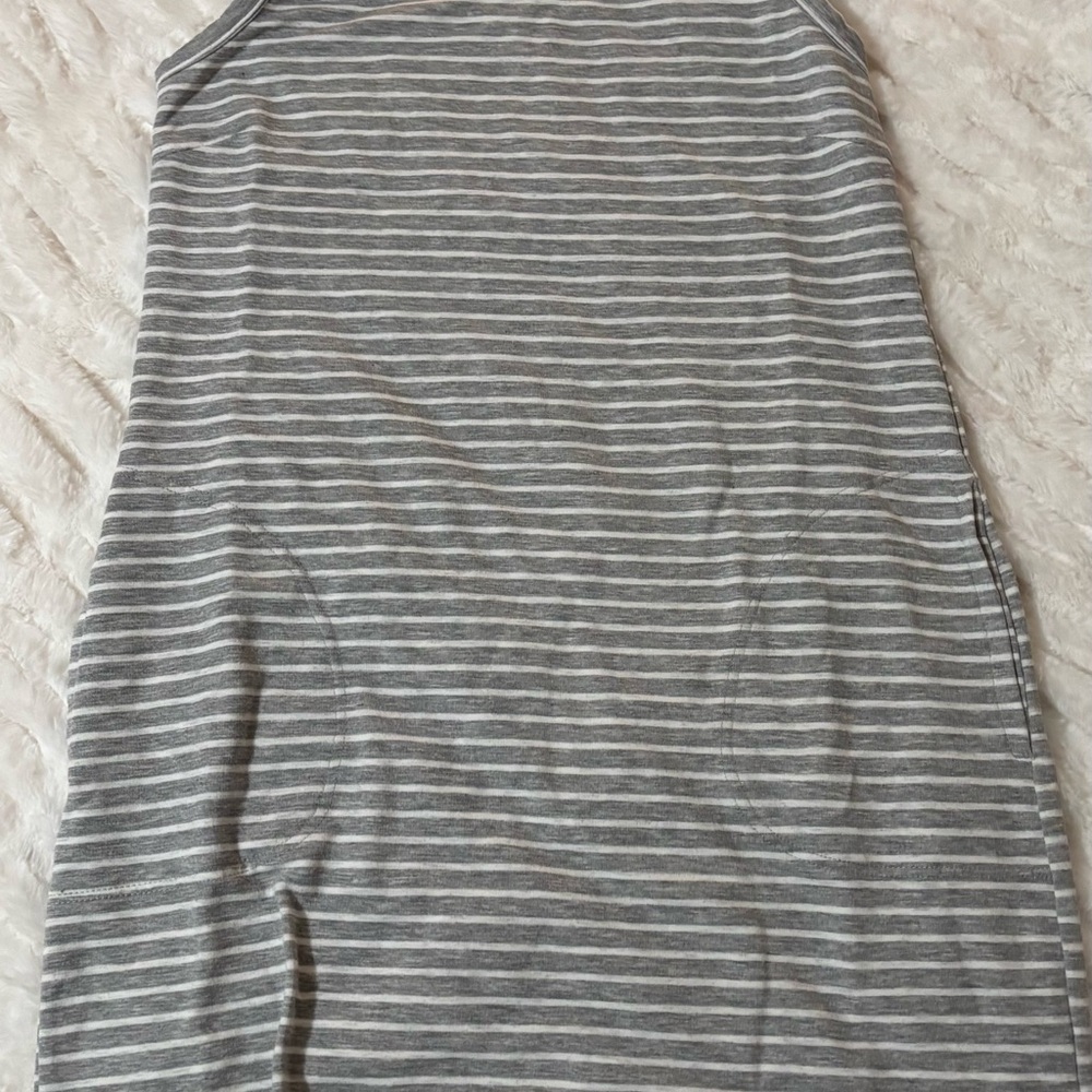 Gray and White Striped Tank Top Dress